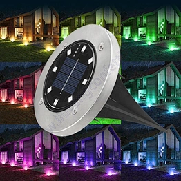 Colored Disk Garden Waterproof Landscape Lighting Yard Lawn Patio Pathway Walkway Driveway Changing Color Solar Ground Light