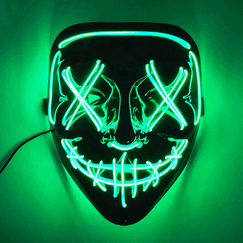 Decoration Costume Kids Adult Led Glowing Black V Word With Blood Horror Facepiece Outfit 2023 Hot Sale Halloween Mask