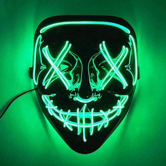 Decoration Costume Kids Adult Led Glowing Black V Word With Blood Horror Facepiece Outfit 2023 Hot Sale Halloween Mask