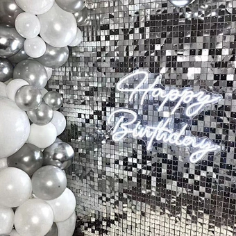 Panel Wedding Birthday New Year Event Decor Supplies Shiny Glitter Sequin Board Silver Shimmer Interior Wall Decoration Backdrop
