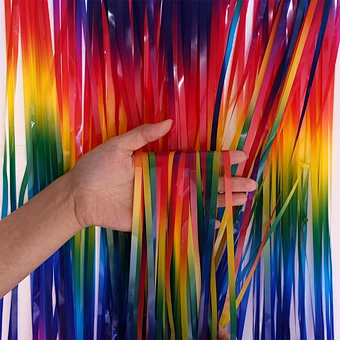 1mx2m Rainbow Tinsel String Foil Fringe Curtain Shiny Shimmer Party Wedding Birthday Door Decoration Metallic Foil Curtain