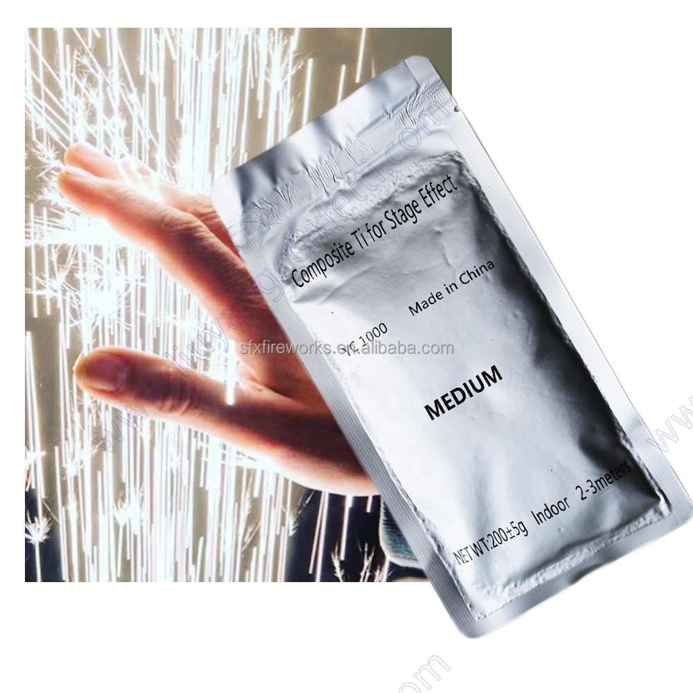 safety composite ti special cold fireworks machine ti powder bag sparklers fountain 200g titanium powder price in wedding