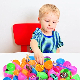 Baskets Decoration 2023 Bunnies Bag Sublimation Hot Sale Kids Party Favors Plastic Easter Eggs With Toys Inside
