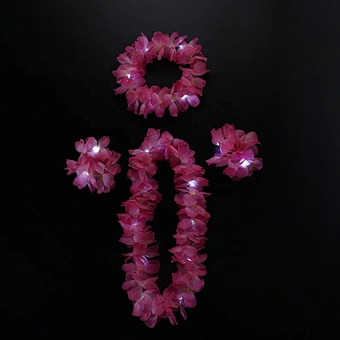 Hawaii Beach Theme Party Supplies Decor Flower Wreath Bracelet Hula Hawaiian Leis Light Up Christmas Led Necklace Garland