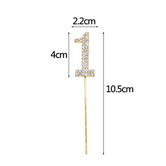Anniversary Party Glitter Alloy Baby Shower Birthday Decoration Wedding Gold Silver Digital Dessert Decor Number Cake Topper