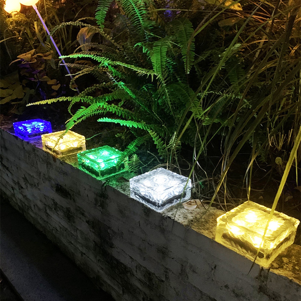 Lamplust Ice Cube Led Modern Rock Paver Square Outdoor Disk Outside Blocks Lighting Battery Solar Brick Landscape Path Light