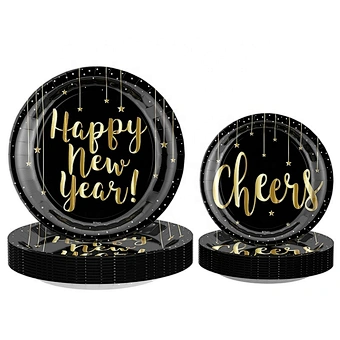 Party Disposable Tableware Set Happy Balloons Decoration Supplies Paper Plate Decor Gift Chinese Deco Napkins 2024 New Year