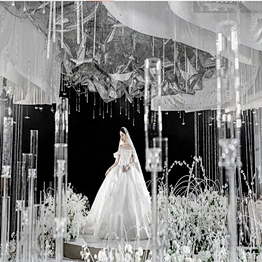 New style 118cm tall Clear acrylic Candle Holders wedding centerpiece crystal 5 arms candelabra for party and mariage decoration