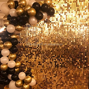 Outdoor Gold Round Square Decoration 4d Custom Logo Ballon Party Panel White Backdrop Wedding Pink Rose gold Shimmer Sequin Wall