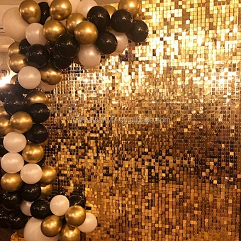 Outdoor Gold Round Square Decoration 4d Custom Logo Ballon Party Panel White Backdrop Wedding Pink Rose gold Shimmer Sequin Wall