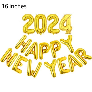 Hot Sale Decoration Set Digit Air Globos Christmas Number Foil Eve Party Supplies Kit Gold Happy New Year 2024 Balloon