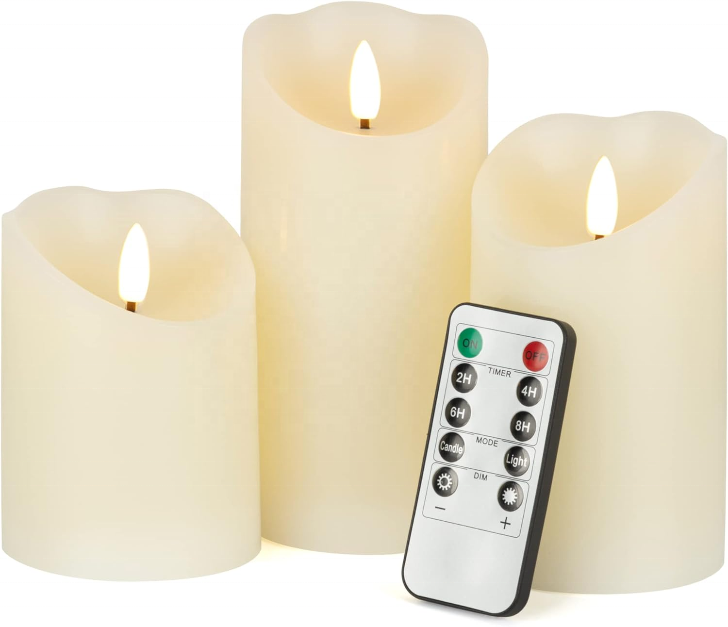 set of 9 Remote Control with Battery Operated Decorative Led Candles Real Wax Pillar Flameless Candles Lights