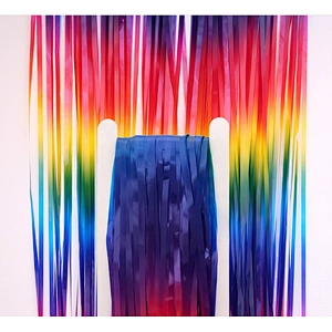 1mx2m Rainbow Tinsel String Foil Fringe Curtain Shiny Shimmer Party Wedding Birthday Door Decoration Metallic Foil Curtain