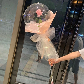 Led Light Up Bobo Balloon 22 Inch Bubble Perfect Rose Flower Decorations Valentine Day love Gift Wedding Engaged Party Favor