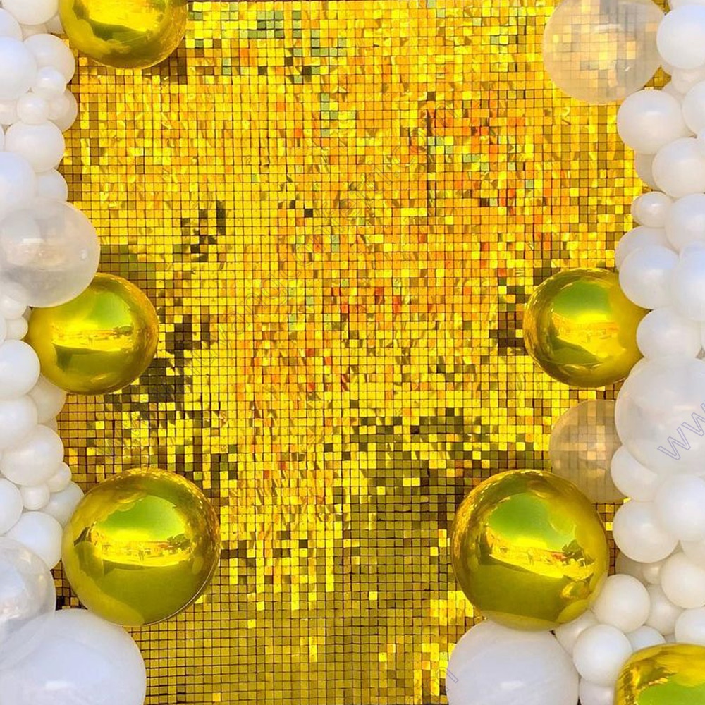 High Quality 2021 Hot Sale Indoor Outdoor Decoration Stage Wedding Party Event Backdrop Gold Sequin Shimmer Wall Panel