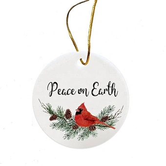 tree decoration Heart Ornament Ceramic ornament Round Christmas Ornaments for White Sublimation Transfer