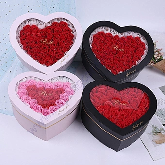 Valentines Day Soap Forever Galaxy Petals Decorations I Love You Artificial Heart Shaped Cardboard Gift Rose Flower Box