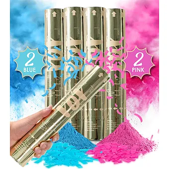 100% Biodegradable Tissue Safe Revealations Pink Gender Reveal Party Supplies Confetti Popper Powder Smoke Cannon