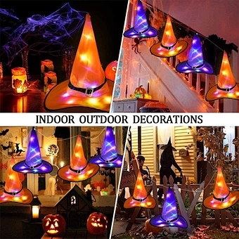 Led Light Glowing Hanging Decor Suspension Tree Kid Cosplay Decoration Party Lighting Up Wizard Big Head Halloween Witch Hat
