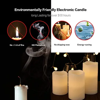 set of 9 Remote Control with Battery Operated Decorative Led Candles Real Wax Pillar Flameless Candles Lights