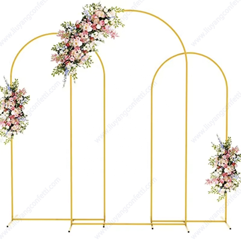 Event Birthday Party Supplies Decoration 6FT 6.6FT 7.2FT Metal Arched Balloon Frame Backdrop Stand Gold Floral Wedding Arch