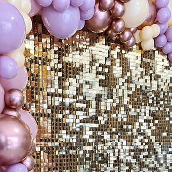 Light Gold Stage Party Event Mirror Effect Indoor Outdoor Birthday Wedding Decoration Sequin Panel Wall Shimmer Backdrop