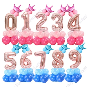 Merry Christmas Digital Helium Ballon Wedding Decoration Birthday Party Happy Baby Shower Kids Rose Gold Number Foil Balloons