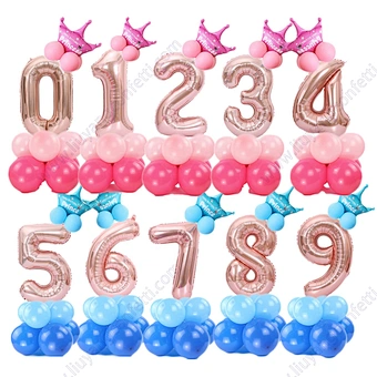 Merry Christmas Digital Helium Ballon Wedding Decoration Birthday Party Happy Baby Shower Kids Rose Gold Number Foil Balloons