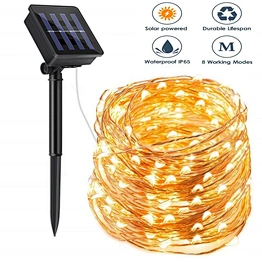 Outdoor Rope Waterproof Copper Wire 8 Modes Fairy Garden Party Led Fence Yard Wedding Christmas Tree Decor Solar String Light