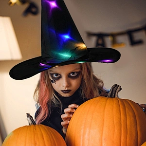 Led Light Glowing Hanging Decor Suspension Tree Kid Cosplay Decoration Party Lighting Up Wizard Big Head Halloween Witch Hat