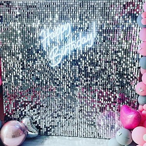 Panel Wedding Birthday New Year Event Decor Supplies Shiny Glitter Sequin Board Silver Shimmer Interior Wall Decoration Backdrop