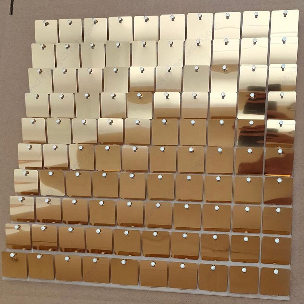 3D Party Wedding Event Decoration Background Wall Gold Color Interlocking Birthday 2024 Hot Sale Shimmer Sequin Backdrop Panel