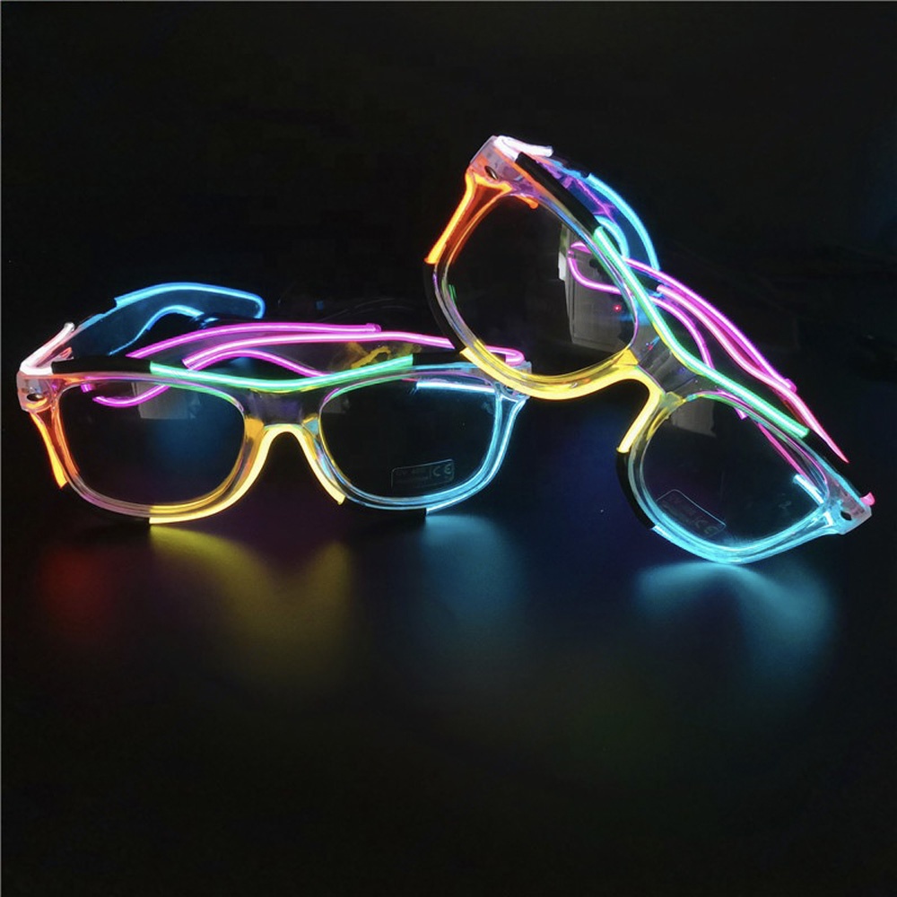 Best Selling Custom Logo Flashing LED EL Sunglasses Light up Glasses for Parties and Events