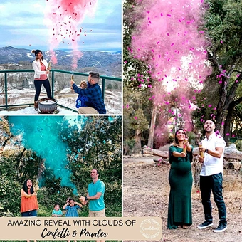 Baby Shower Gender Reveal Confetti Powder Cannon Gender Reveal Party Supplies Popper- Smoke Powder & Confetti Sticks Cannons