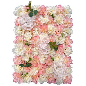 Hot artificial white rose 3d hydrangea flower wall backdrop for wedding event stage decoration