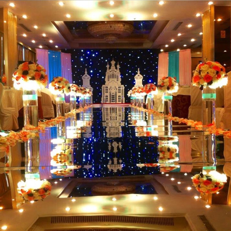 Reflective Floor Event Aisle Runner Rug Factory Exhibition Prop Luminous Golden Stage Decoration Wedding Mirror Carpet