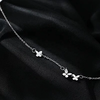 Women 925 Silver Diamond-studded Butterfly Bracelet Fashion Temperament Flower Adjustable Necklace Pendant Sterling Jewellery