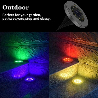 Colored Disk Garden Waterproof Landscape Lighting Yard Lawn Patio Pathway Walkway Driveway Changing Color Solar Ground Light