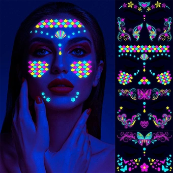 New Products Luminous Halloween Tattoo Face Skeleton For Halloween Decorations Party Carnival Party
