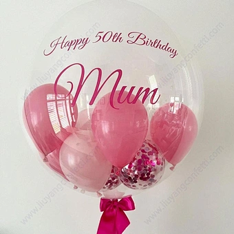 20inch Wholesale Round rose flower led Clear Transparent Balloons Wide Mouth Bubble BOBO Balloon For Birthday Party Supplies