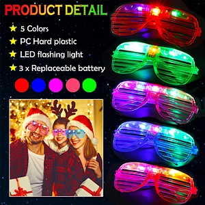 Light Up Led Glasses 5 Colors Glow In The Dark Party Supplies Neon Favor Kids Adult Birthday Christmas Shutter Shades Sunglasses