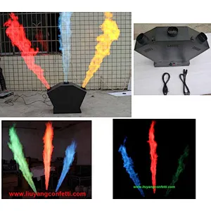 Stage Dj color Fire thrower Machine Dmx Spray Colorful Control 3 Heads Fan Shape Flame Projector