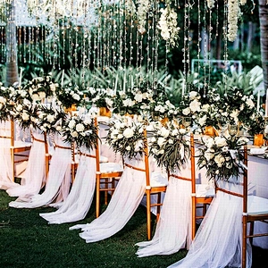 5m 10m Drape Organza Roll Sheer Fabric Mariage Yarn Birthday Event Party Supplies Backdrop Chair Decor Tulle Wedding Decoration