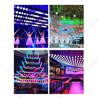 Lifting Tube Wall 3d Winch Stage Lighting Rgb Colorful Dmx Led Lift Ball System Color Led Kinetic Light For Disco Wedding