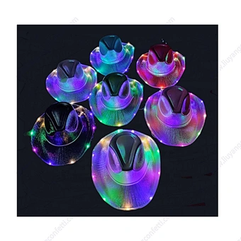 Colorful LED Light Up Hat Adult Cowboy Cowgirl Hat for Halloween Christmas Party EDC Cosplay costume Hats