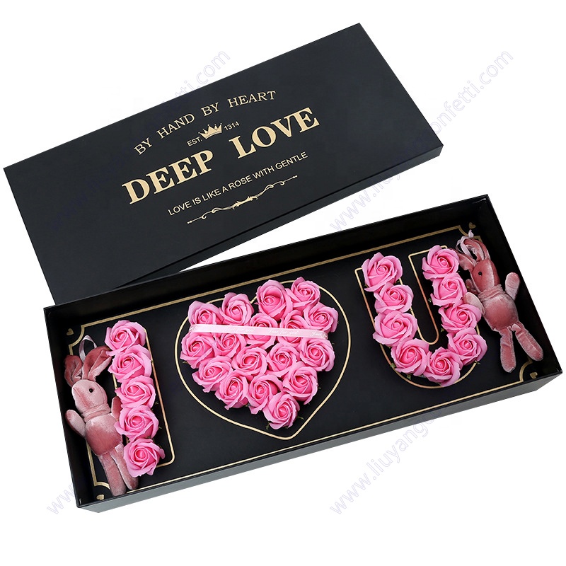 Flower Romantic Valentine's Day Rose Wholesale Shape Valentines Forever St. Heart Set For Her Real Feel Red I Love You Gift Box