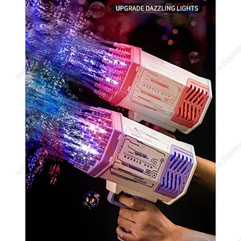Plastic 69 Holes Rocket Bazooka Bubble Gun Bubble Toys Gun Rechargeable Electric Bubbles Machine Outdoor Summer Toys for Kids