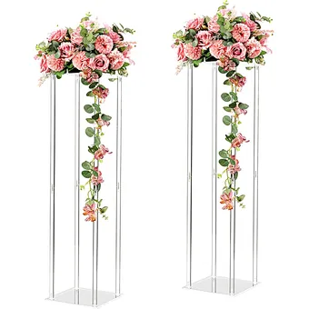 Acrylic Flower Stand Wedding Centerpieces Marriage Decorations Supplies Tabletop Decor Clear Display Rack Crystal Stage Pillar