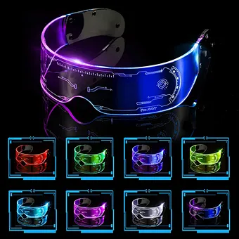 2022 New Fashion Led Glasses Creative Technology Futuristic Cyberpunk Luminous Party Light Up Glasses