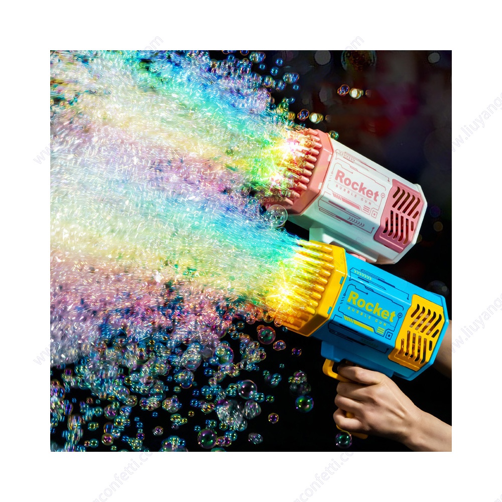 Plastic 69 Holes Rocket Bazooka Bubble Gun Bubble Toys Gun Rechargeable Electric Bubbles Machine Outdoor Summer Toys for Kids
